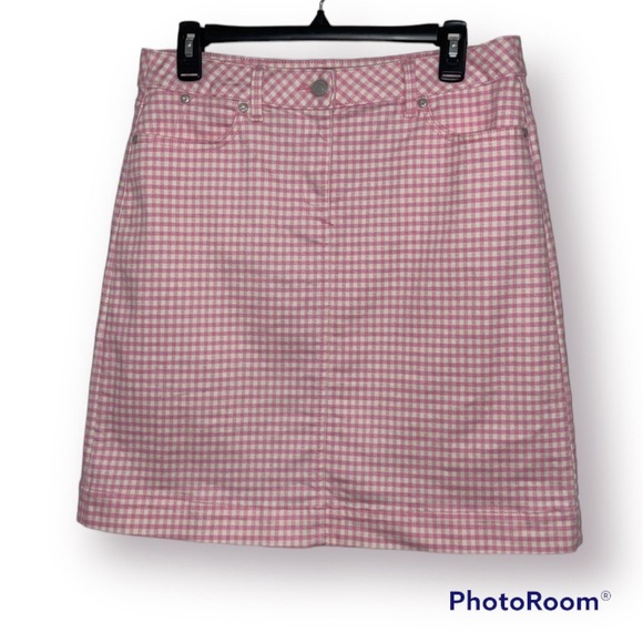 TALBOTS Pink and White Gingham Skirt Size 6 - Picture 1 of 10
